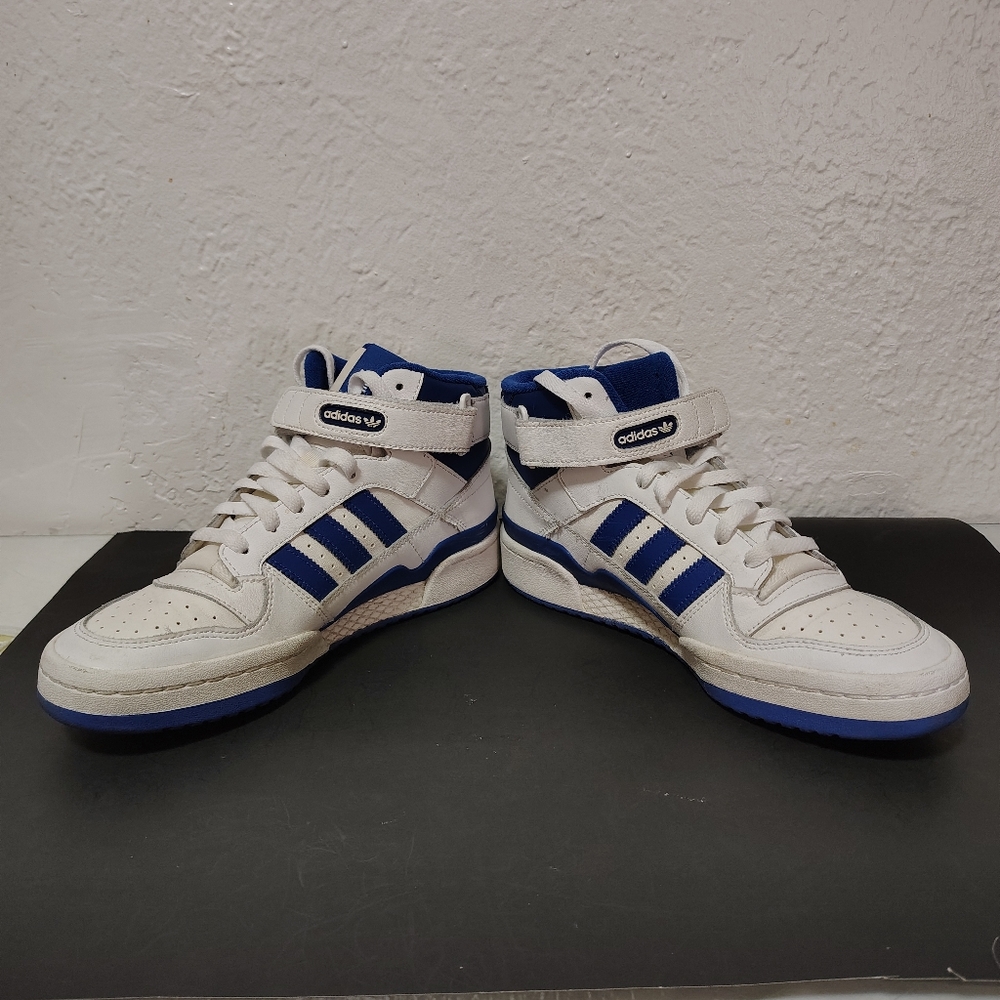 Adidas Originals Men's Forum Mid Sneaker White/ Royal Blue Size men 8 or women 9 - Picture 3 of 14